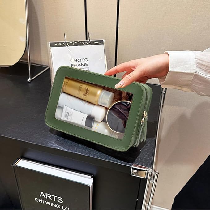 Clear Makeup Bag Small, TSA Approved Portable Toiletry Bag with Zipper Cosmetic Travel Bag Makeup Organizer Case Mini Makeup Pouch for Purse Car Organizer Bag for Women Men-VivaGrace Women