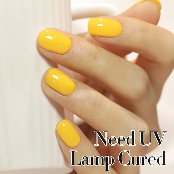 Double Rhythm 0.50 OZ Gel Polish Hema Free Same Color Same Bottle Golden Round Translucent Neutral Natural Milky 15 ML Jelly UV Polish Art DIY at Home (Pastel Yellow-C1396)