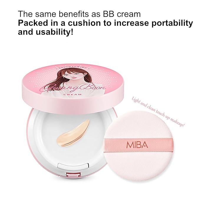 MIBA Ion Calcium Mineral BB Cushion 12g / 0.42 oz. Airless Cushion BB Cream, Moisturizing Finish.-VivaGrace Women
