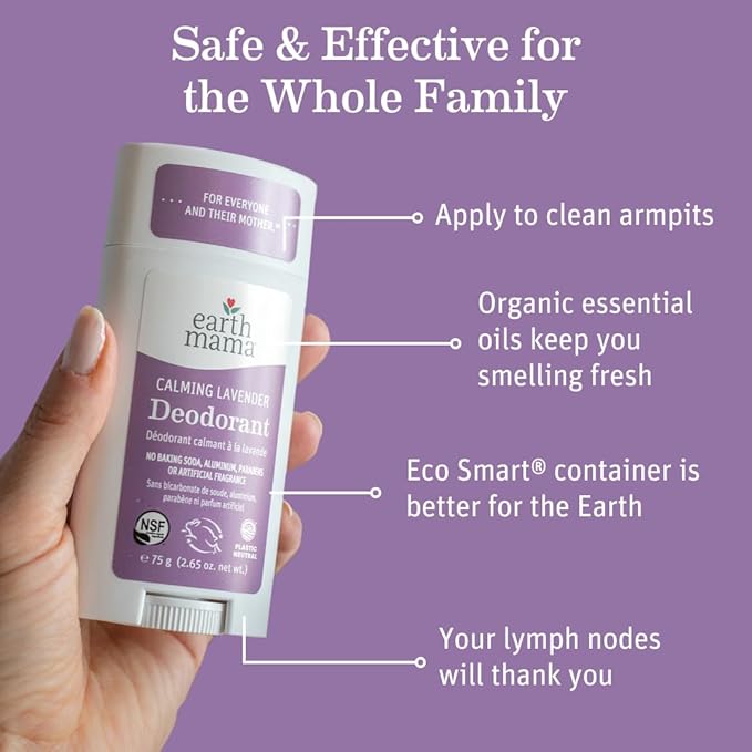 Earth Mama Calming Lavender Deodorant | Safe for Sensitive Skin, Pregnancy and Breastfeeding, Contains Organic Lavender, Calendula and Coconut Oil, No Baking Soda or Aluminum, 2.65-Ounce-VivaGrace Women
