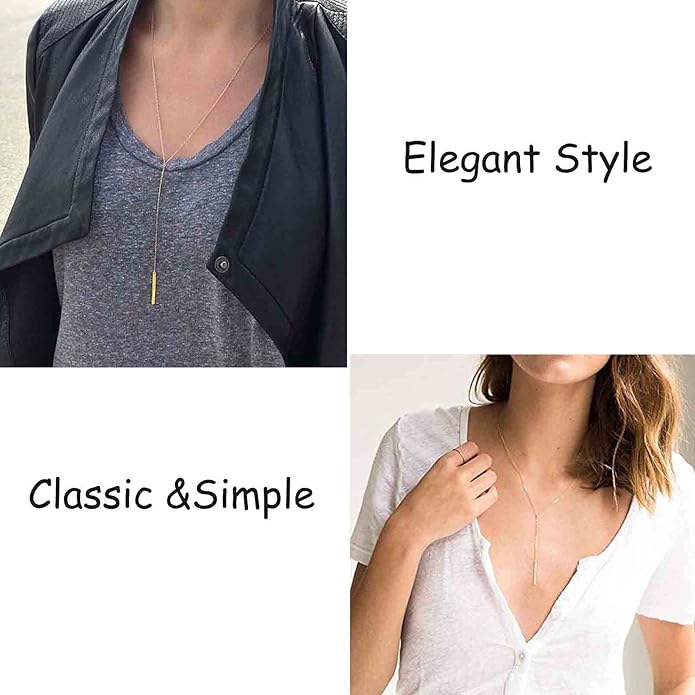 Boho Long Bar Necklace Choker Y Lariat Necklace Chain Minimalist Drop Necklace Jewelry for Women and Girls-VivaGrace Women
