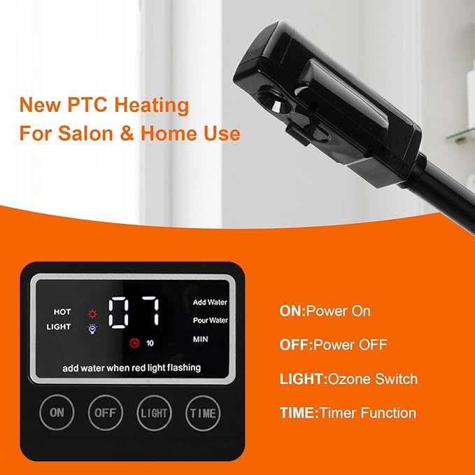 Professional Facial Steamer, Black Facial Steamer Upgrade PTC Heating, Esthetician Steamer Hot Mist Face Steamer for Salon Spa Beauty-VivaGrace Women