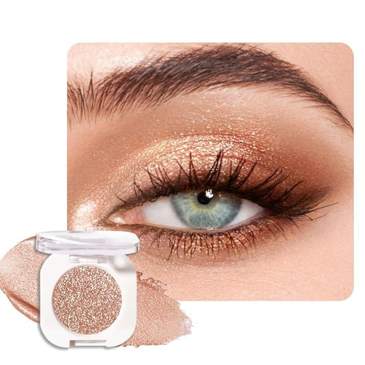 Light Brown Single Glitter Eyeshadow Makeup, Neutral Powde Eye Shadow for Women, Brown Shimmer Singles Eyeshadow Palette Pigmented Waterproof, sombras para ojos,Girls Monochrome Eyeshadows Gift-VivaGrace Women