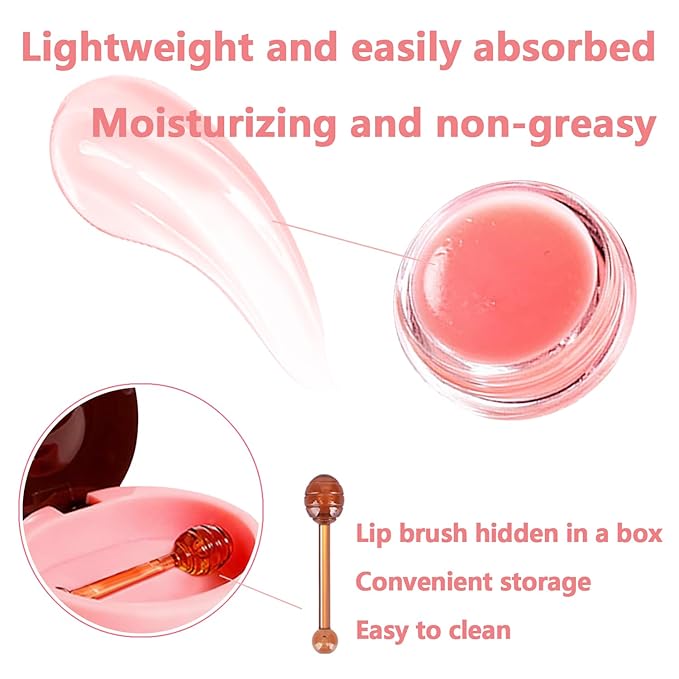 3 Pcs Bee Lip Balm Honey Pot, Coconut Watermelon Apple Lime Lip Mask Overnight, Moisturizing Lip Sleeping Mask, Hydrate Repair Prevent Dry Cracked Lip Exfoliator (Coconut +Watermelon+Apple Lime)-VivaGrace Women