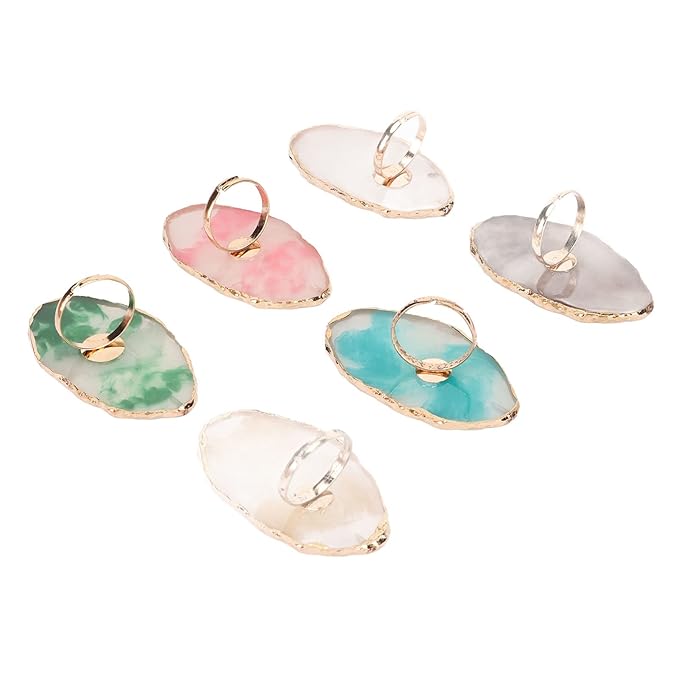 Nail Art Palette, 6pcs Wearable Soft Resin Nail Art Palette Ring, Resin Nail Art Palette Compatiable for Make-Up Beginners and Make-Up Schools-VivaGrace Women