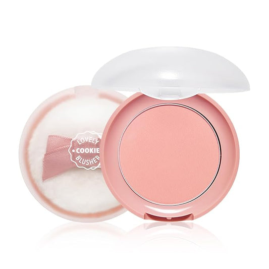 ETUDE Lovely Cookie Blusher #PK004 Peach Choux Wafers 4g | Glowing & Natural Powder Blush with Long-Lasting Sebum Control | Easy Application | Puffy Cushion for a Lovely Makeup Look-VivaGrace Women