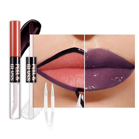 Deep Berry Lip Stain Peel Off Lip liner and Lip oil with Tweezer, Dual-Ended Peel Off Lip Stain Tattoo, Highly Pigmented Long Lasting Waterproof, Transfer-proof for All Skin Types, 08#-VivaGrace Women