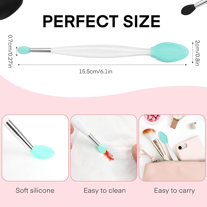 Unaone Lip Scrub Brush - 3 PCS Dual-ended Lip Scrubber Exfoliator and Silicone Lip Brush, 3-in-1 Silicone Lip Scrub Tool Lip Mask Applicator, Gentle Exfoliator & Applicator for Soft-VivaGrace Women