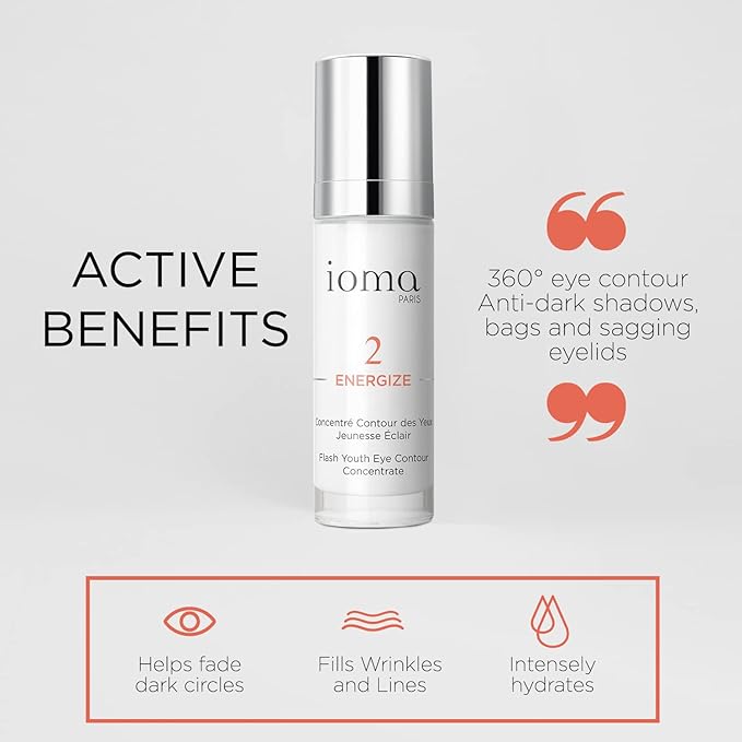 IOMA Paris - ENERGIZE Flash Youth Eye Contour Care - Eye Concentrate, Brightens Skin Tone and Erases Fine Lines, Eye Cream for Dark Circles & Puffiness, (30 ml)-VivaGrace Women