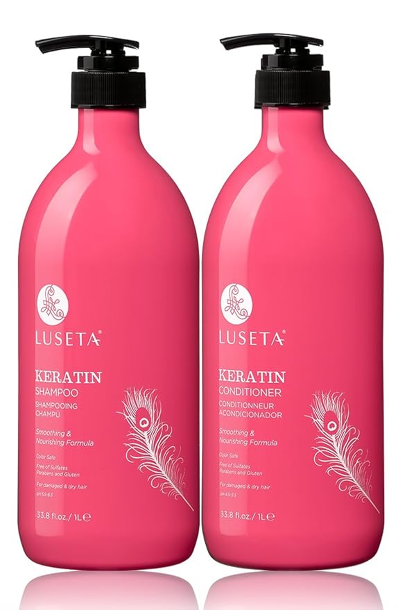 Luseta Keratin Smooth Shampoo and Conditioner Set Moisturizing and Hydrating for Damaged and Dry Hair Prevent Further Breakage Free of Sulfate and phosphate-VivaGrace Women