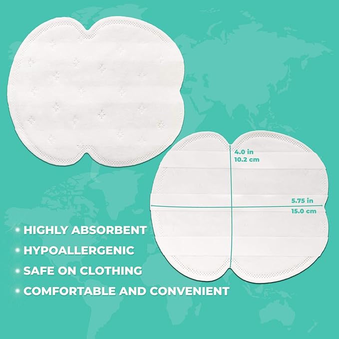 ZeroSweat Underarm Sweat Pads | Block Sweat w/Natural Disposable Absorbent Pads (50 Pads)-VivaGrace Women