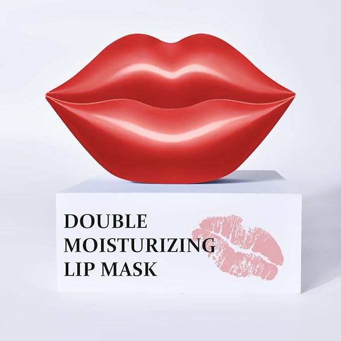 20Pcs Lip Mask, Red Cherry Lip Moisturizing Plumping Masks Overnight, Lip Gel Treatment Lip Masks for Dry Lips Smooth& Plump Chapped Lip Collagen Overnight Lip Care Pads Patches(Red)-VivaGrace Women