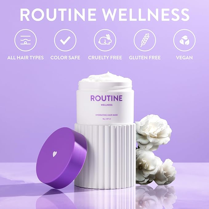 Routine Wellness Deep Conditioning Hair Mask for Dry Damaged Hair - Hydrating, Moisturizing Repair Treatment - Promotes Fullness - Gardenia 8oz-VivaGrace Women