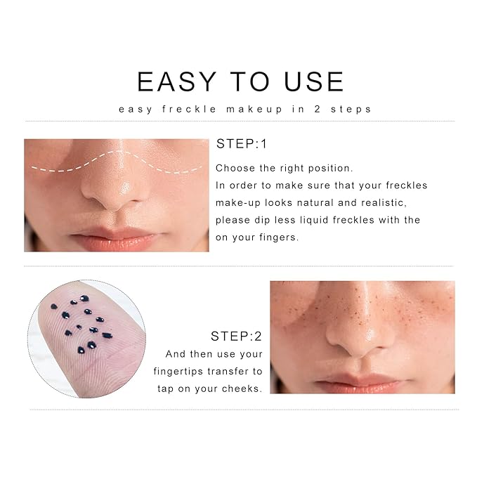 2 Colors Liquid Freckle Pen, Natural Like Freckle Makeup Pen Soft Dot Spot, Waterproof and Smudgeproof Quick Dry for Instant Create Realistic Freckles Make Up(Dark Brown+Light Brown)-VivaGrace Women