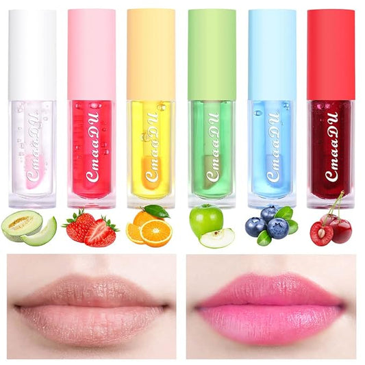 BINGBRUSH 6 Pcs Fruity Color Changing Lip Gloss for Girls, Pink Magic Mood Lip Oil Tinted, Temperature Color Change Lip Stain Lip Balm, Longlasting Lips Will Not Dry Out-VivaGrace Women