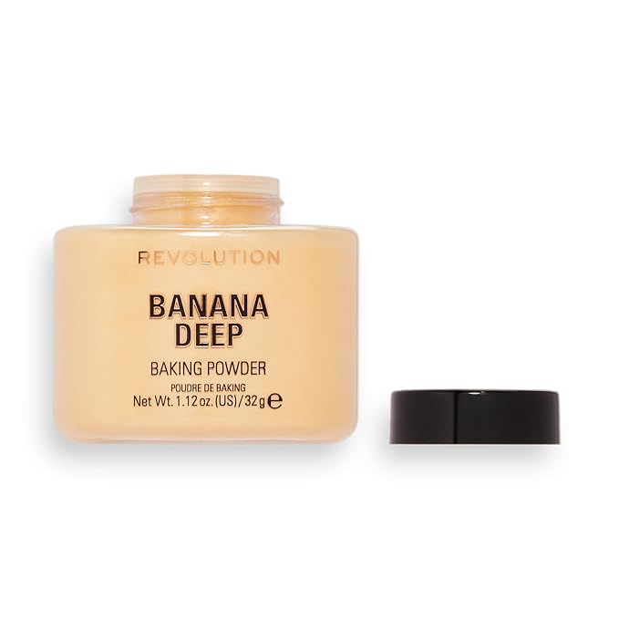 Revolution Beauty, Loose Baking Powder, Makeup Setting Powder, Long Lasting Coverage, Mattifies & Reduces Shine, Banana Deep, 1.13 Oz-VivaGrace Women