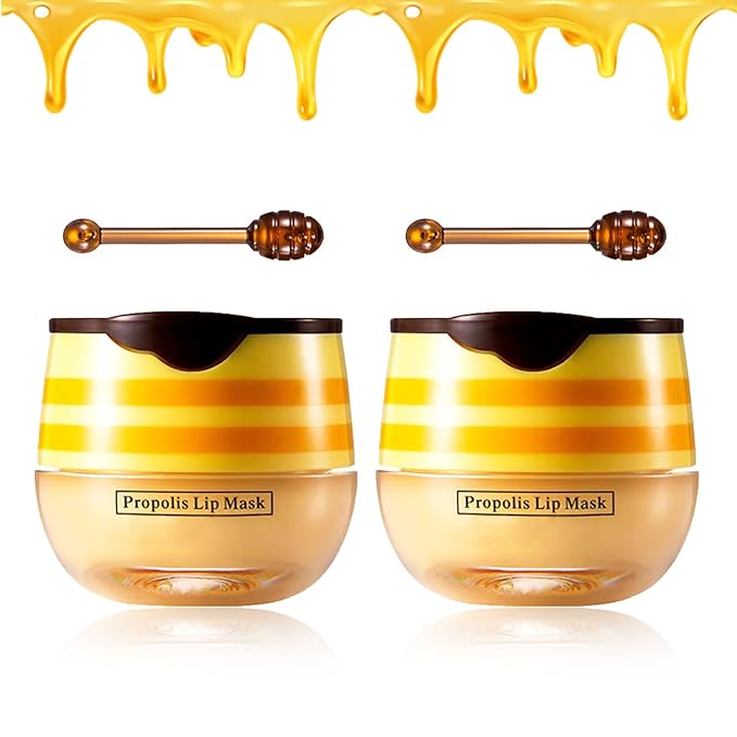 2PCS Bee Lip Balm Honey Pot Honey Lip Balm Sleeping Lip Mask Silky Hydrating Bee Lip Balm Lip Mask Overnight Lip Care Products-VivaGrace Women