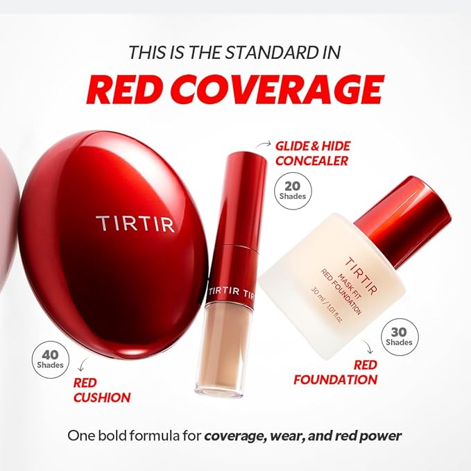 TIRTIR Mask Fit Red FoundationㅣLong Lasting Flawless Coverage, Energy Essence, Lightweight, Hydrating, Pore-Blurring, Breathable Satin Finish, Makeup, Radiant Skin, #22N Shell Beige, 1.01 Fl Oz-VivaGrace Women