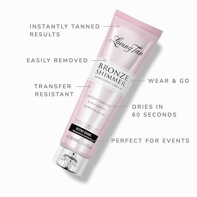 Loving Tan Bronze Shimmer Luminous Cream, Ultra Dark - Streak Free, Natural Looking, Instant Sunless Tanner - 6+ Self Tanning Applications per Tube, Cruelty Free - 4 FL Oz-VivaGrace Women