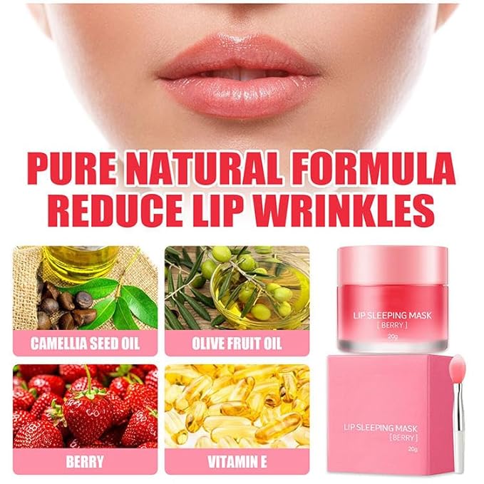 Sleeping Lip Mask,Organic Vitamin C Lip Sleeping Mask Hydrate & Repair Sleeping Lip Balm, Nourish Overnight Lip Care Treatment Lip Line & Color Improve,Crack & Dry Sleeping Lip Mask For Women & Men-VivaGrace Women