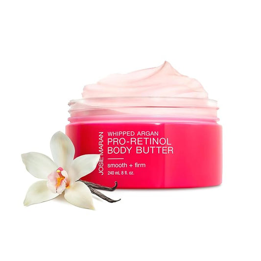 Josie Maran Whipped Argan Pro-Retinol Body Butter - Ultra-Hydrating Retinol Body Cream with Air-Whipped 100% Pure Argan Oil - Smooth, Soothe & Improve the Look of Fine Lines - Vanilla Bean (8 Oz)-VivaGrace Women