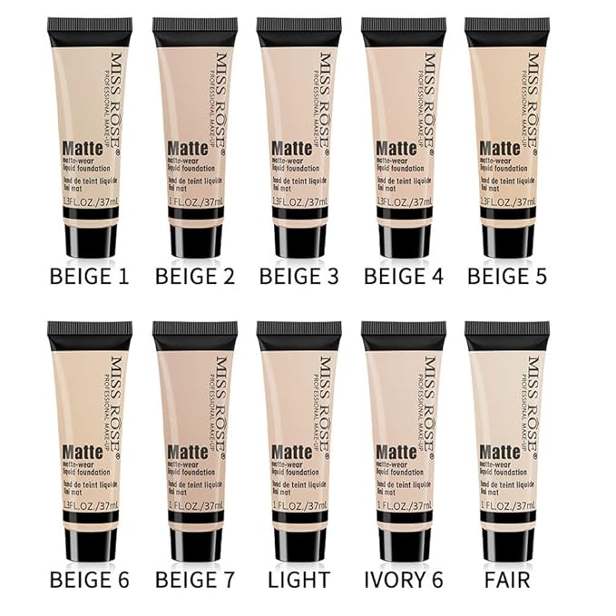 2 Pack Liquid Foundation Cream for Face Makeup,Durable Full Coverage Matte Concealer Make Up,Oil Control & Waterproof Base Primer -1+1 Fl.Oz (BEIGE 7#)-VivaGrace Women