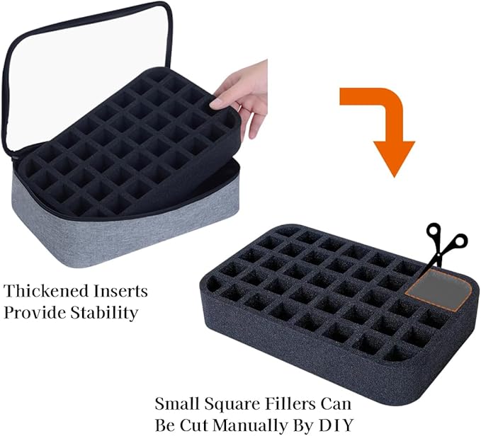 Small Clear Nail Polish Organizer Holds 40 bottles(15ml-0.5fl.oz) Nail Polish Case Multifunctional Nail Polish Bag organizer, Cosmetic Travel Makeup Bags for Women Gray