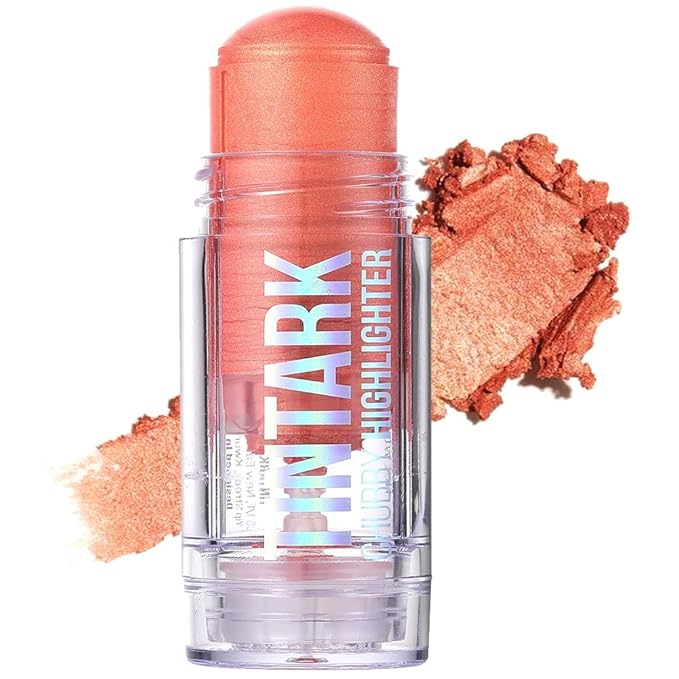 Chubby Cream Highlighter Stick for Face, Glitter Eyeshadow Makeup, Highlight Stick, Face Highlighters & Luminizers, Light Pink Peach Shimmer-VivaGrace Women