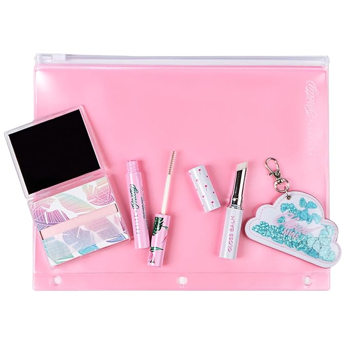 Petite 'n Pretty New Makeup Set - Featherlight Clear Mascara & Brow Gel, Glo$$ Balm, Cloud Mine Backpack, Biodegradable Blotting Sheets + Makeup Bag for Kids, Tweens and Teens-VivaGrace Women