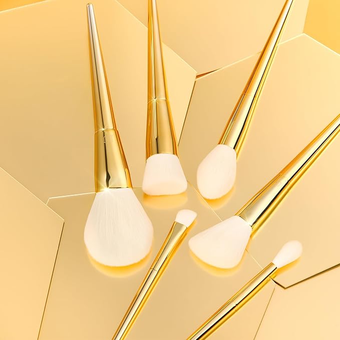 DUcare Makeup Brushes 15Pcs Makeup Brush Set with Holder Premium Synthetic Powder Foundation Contour Blush Concealer Eye Shadow Blending Liner Make Up Brush Kit gold-silver-VivaGrace Women