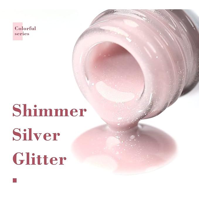 RARJSM Glitter Gel Nail Polish Nude Gel Polish 6pcs Set Shimmery Jelly Nail Gel Polish Iridescent Sparkly Pale Pink Purple Apricot Beige Translucent Natural Skin Tone Color 7.5ml Soak off UV LED Cured-VivaGrace Women