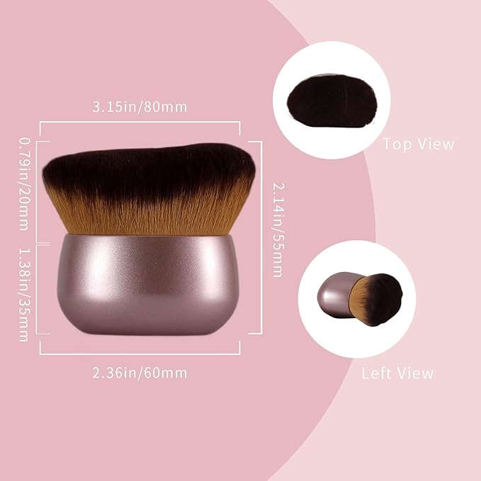 Extra-Large 75mm Body Makeup Brush Vegan Synthetic Bristles for Streak-Free Self Tanner, Bronzer & Foundation, Wet/Dry Use, Oval Face & Back Application–Pink Rose Gold-VivaGrace Women