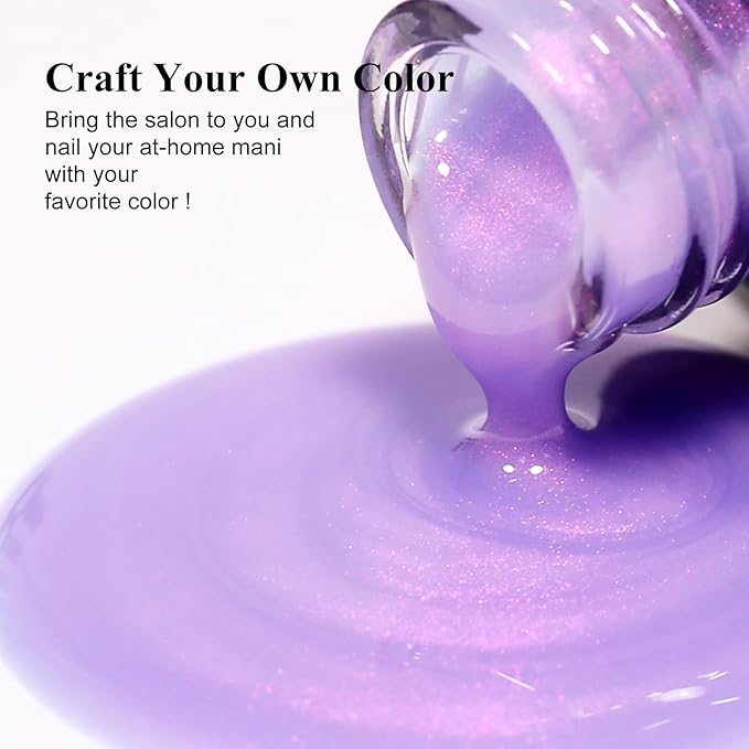 Imtiti Aurora Mermaid Purple Gel Nail Polish, 15ML Chrome Pearl Shimmer Shell Soak Off U V Gel Polish for DIY Nail Art Manicure 1Pcs