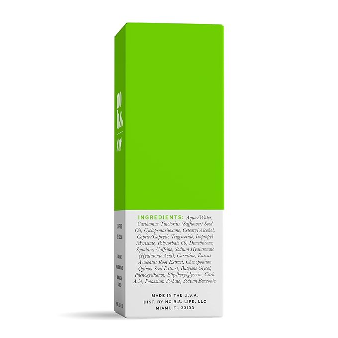 No B.S. Caffeine Eye Cream with Pure Hyaluronic Acid & Plant Based Squalane Oil, Under Eye Cream for Dark Circles & Puffiness, Skin Care for Women & Men, Travel Size, 0.5 FL Oz, and CoQ10 for Wrinkles-VivaGrace Women