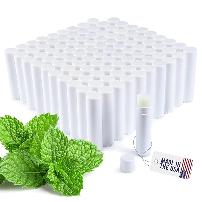 Lip Balm Bulk Unlabeled - Made in USA Bulk Chapstick - Natural Ingredients Vitamin E Shea Butter - Custom Chapstick Bulk For Party & Wedding Favors (100 Count, Peppermint)-VivaGrace Women