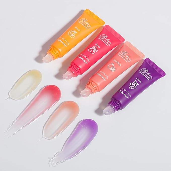 2Pcs Lip Glowy Balm and Lip Sleeping Mask Set, with 4 Flavor Options - Reduce Lip Lines, Enhance Lip Color, Hydrate & Plump Dry Chapped Lips Care (Grape)-VivaGrace Women