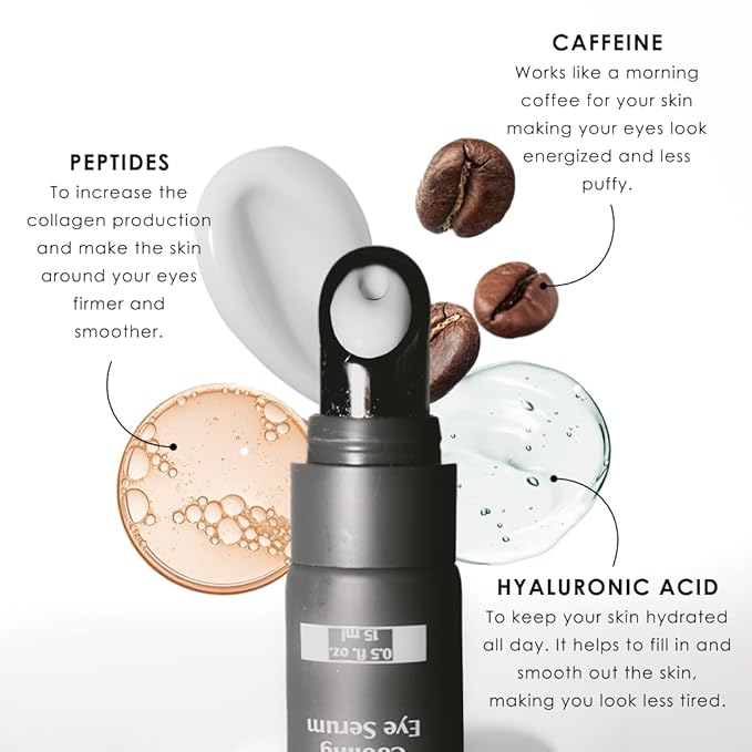 Apricus Eye Serum, Caffeine Peptide Formula, Lightweight Serum for Dark Circles, Puffiness and Fine Lines-VivaGrace Women