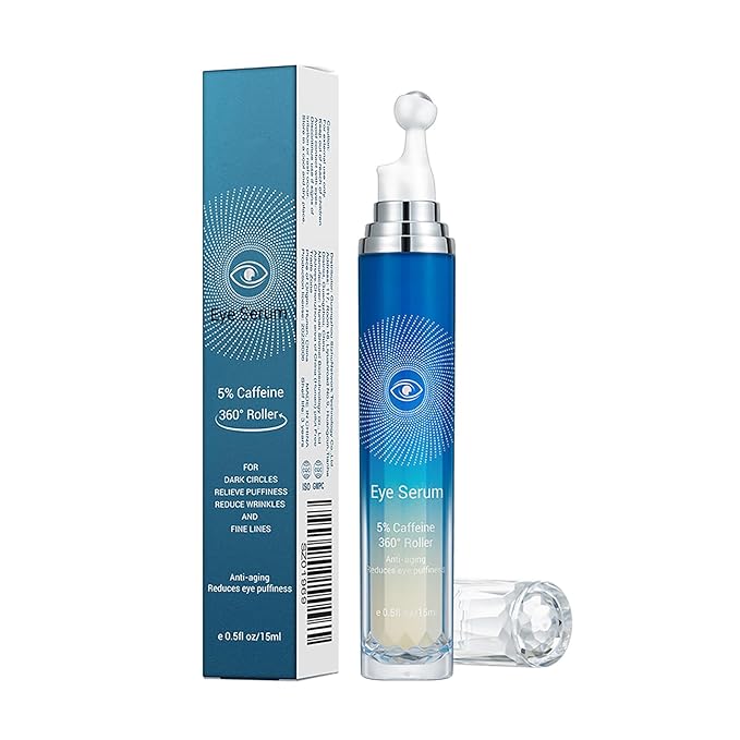 5% Caffeine Eye Serum with 360° Massage Rollerball Topper,Caffeine Eye Cream for Dark Circles,Wrinkles,Puffiness and Fine Lines,Under Eye Roller Cream Eye Bags Treatment for Women and Men-VivaGrace Women