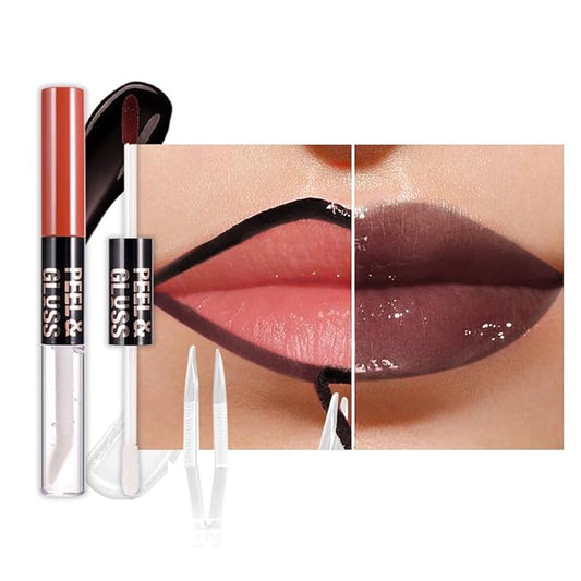 Maroon Lip Stain Peel Off Lip liner and Lip oil with Tweezer, Dual-Ended Peel Off Lip Stain Tattoo, Highly Pigmented Long Lasting Waterproof, Transfer-proof for All Skin Types, 07#-VivaGrace Women