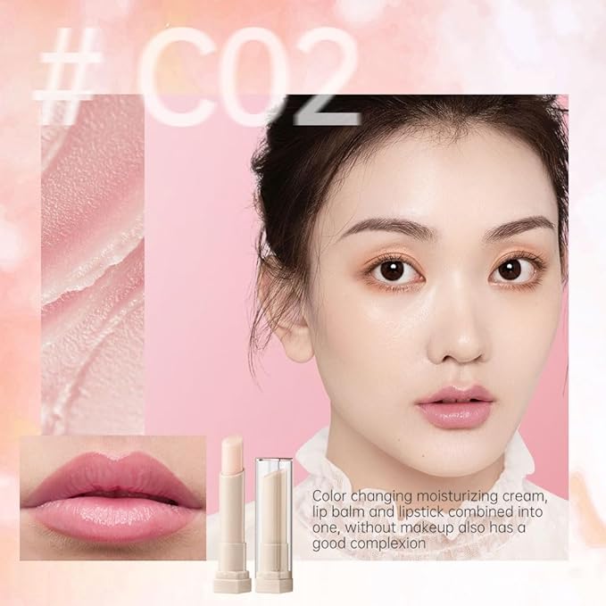 CATKIN Ultra Hydrating Natural Plant Extract Lip Balm for Dry Lips Moisturizing Chapstick Lip Treatment Repair Nourish Lip Skin Care Pink (C02 Color-changing)-VivaGrace Women