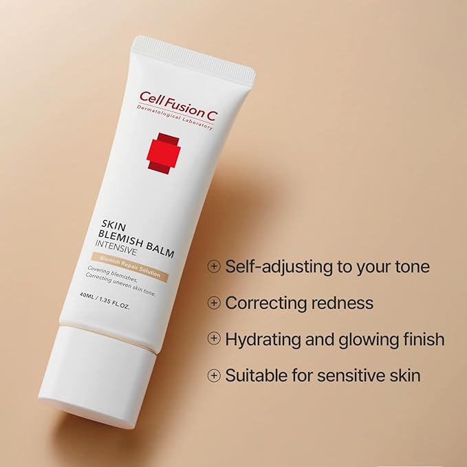 Cell Fusion C Skin Blemish Balm Intensive, Hydrating Tinted Moisturizer for Lighter to Medium Skin Tones, Correcting Redness and Blemish, 1.35 fl.oz-VivaGrace Women