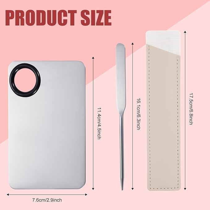 Foundation Spatula, Stainless Steel Makeup Mixing Palette with Makeup Spatula Korean Reusable Cosmetic Spatula Tool for DIY Liquid Foundation Nail Polish Contour Primer-VivaGrace Women