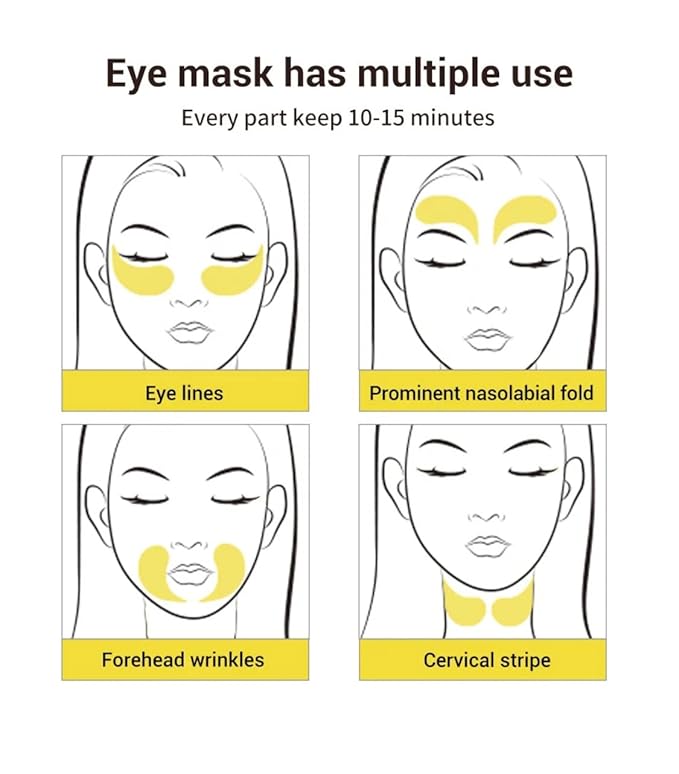 mascarillas de tratamiento ocular con colageno, Parches para el cuidado de la piel bajo los ojos de oro de 24 Kilates-VivaGrace Women