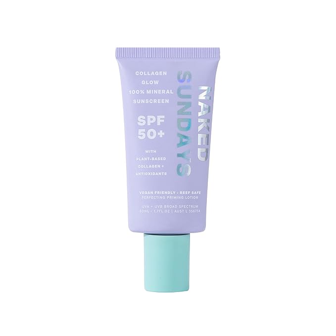Naked Sundays SPF 50 Daily Facial Moisturizer, All-in-one Mineral Sunscreen, Face Lotion, Makeup Primer with Broad Spectrum UVA/UVB + Zinc Oxide, 50ml-VivaGrace Women
