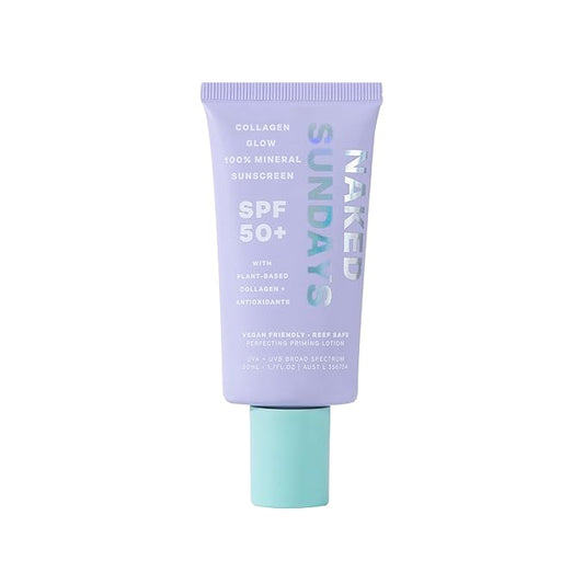 Naked Sundays SPF 50 Daily Facial Moisturizer, All-in-one Mineral Sunscreen, Face Lotion, Makeup Primer with Broad Spectrum UVA/UVB + Zinc Oxide, 50ml-VivaGrace Women