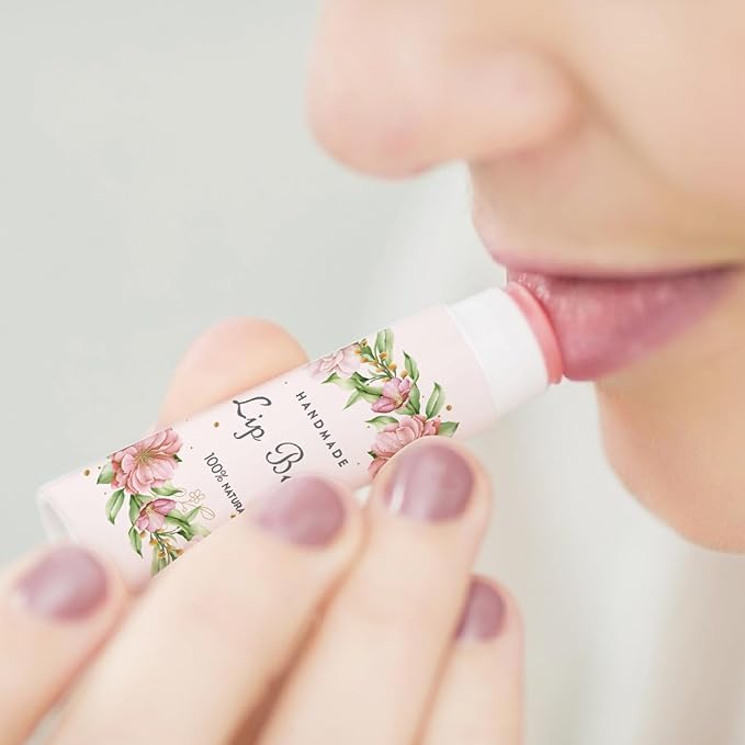 CRASPIRE 80Pcs 8 Styles Lip Balm Sticker Flower Wreath Plants Self-Adhesive Homemade Lip Balm Labels Floral Patter Square DIY Label Stickers for Lip Balm Containers Cosmetics Lipsticks-VivaGrace Women