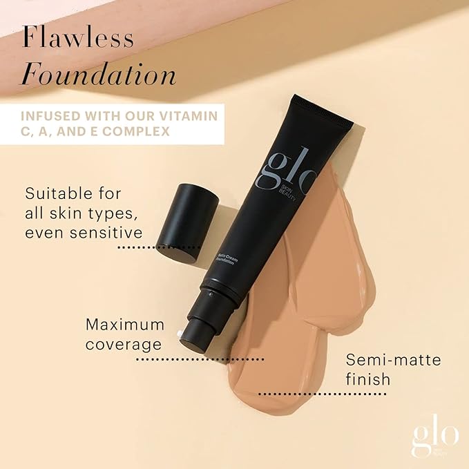 Glo Skin Beauty Satin Cream Foundation Makeup for Face, Beige Medium - Full Coverage, Semi Matte Finish, Conceal Blemishes & Even Skin Tone-VivaGrace Women