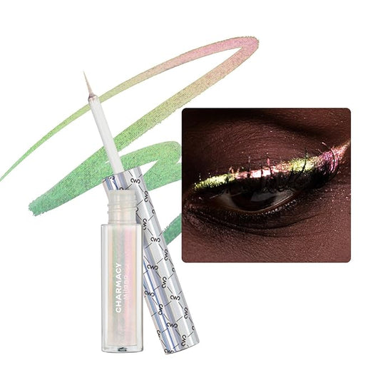 CHARMACY Multichrome Liquid Eyeliner, Glitter Chameleon Liquid Eyeshadow Eyeliner Makeup,High Pigmented with Waterproof &Smudge Proof Formula,Longwearing,Ultra-Fine Tip,PALE PINK YELLOW 908-VivaGrace Women