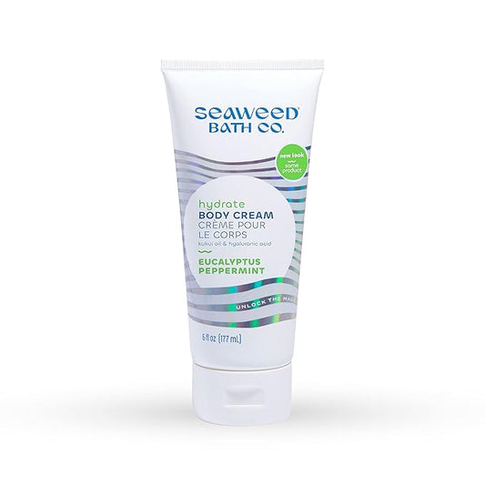 Seaweed Bath Co. Hydrate Body Cream, Eucalyptus Peppermint Scent, 6 Ounce, Nourishing Hand & Body Lotion Moisturizer for Dry Skin, with Sustainably Harvested Seaweed, Kukui Oil, Hyaluronic Acid-VivaGrace Women