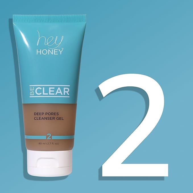 Hey Honey Skincare Be Clear 3-Step Acne Clearing Kit |Clear Face Wash, Deep Pores Cleansing, Overnight Treatment | with Propolis & Honey | Clear Blemish Skin Purifying Formulas | 3-Piece Kit-VivaGrace Women